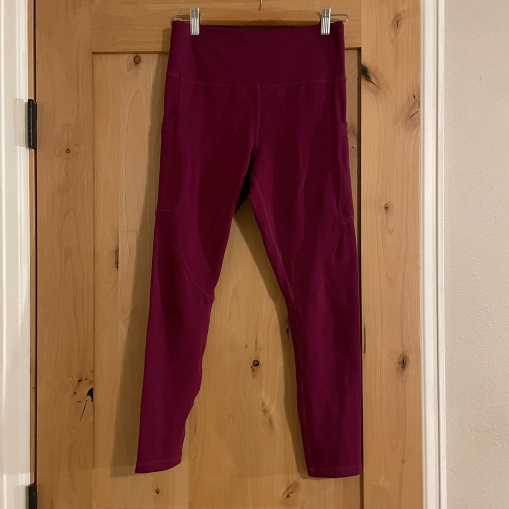 Zyia Active High-Rise Pocket Leggings | Burgundy | Size 6–8